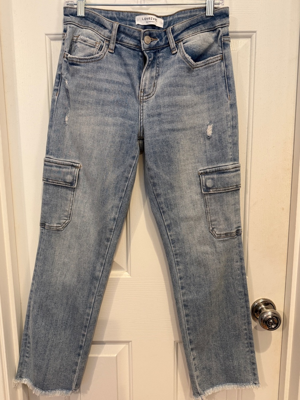 Lovervet Light Blue Straight Leg Cargo Jeans for Women